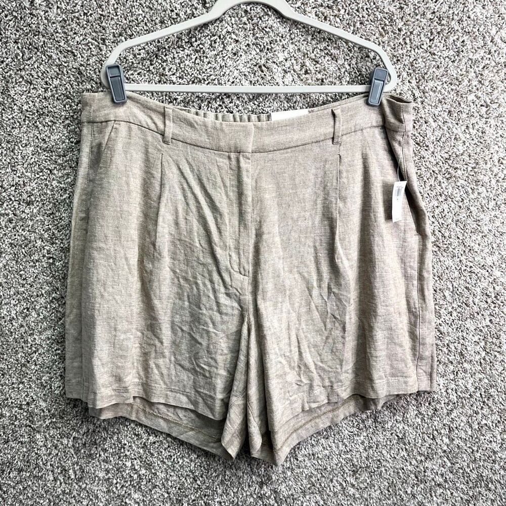 Old Navy Shorts Women’s 2X Beige Tan Linen Extra High-Rise 6” Trouser NWT
